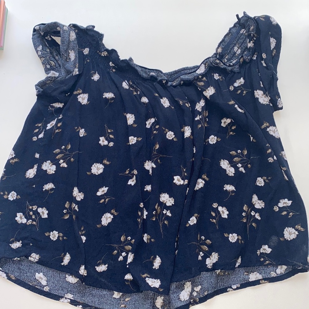 Cropped floral off the shoulder top
